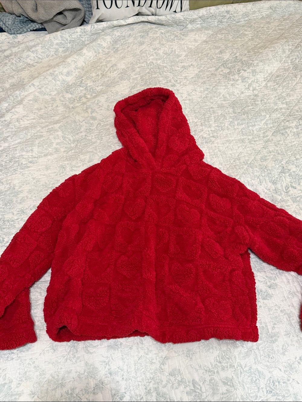 Cozy Red Fuzzy Heart Hoodie and PJ Pants